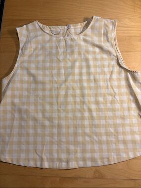 Wayre Medium Sleeveless Gingham Check Top in Light Yellow and White Recycled
